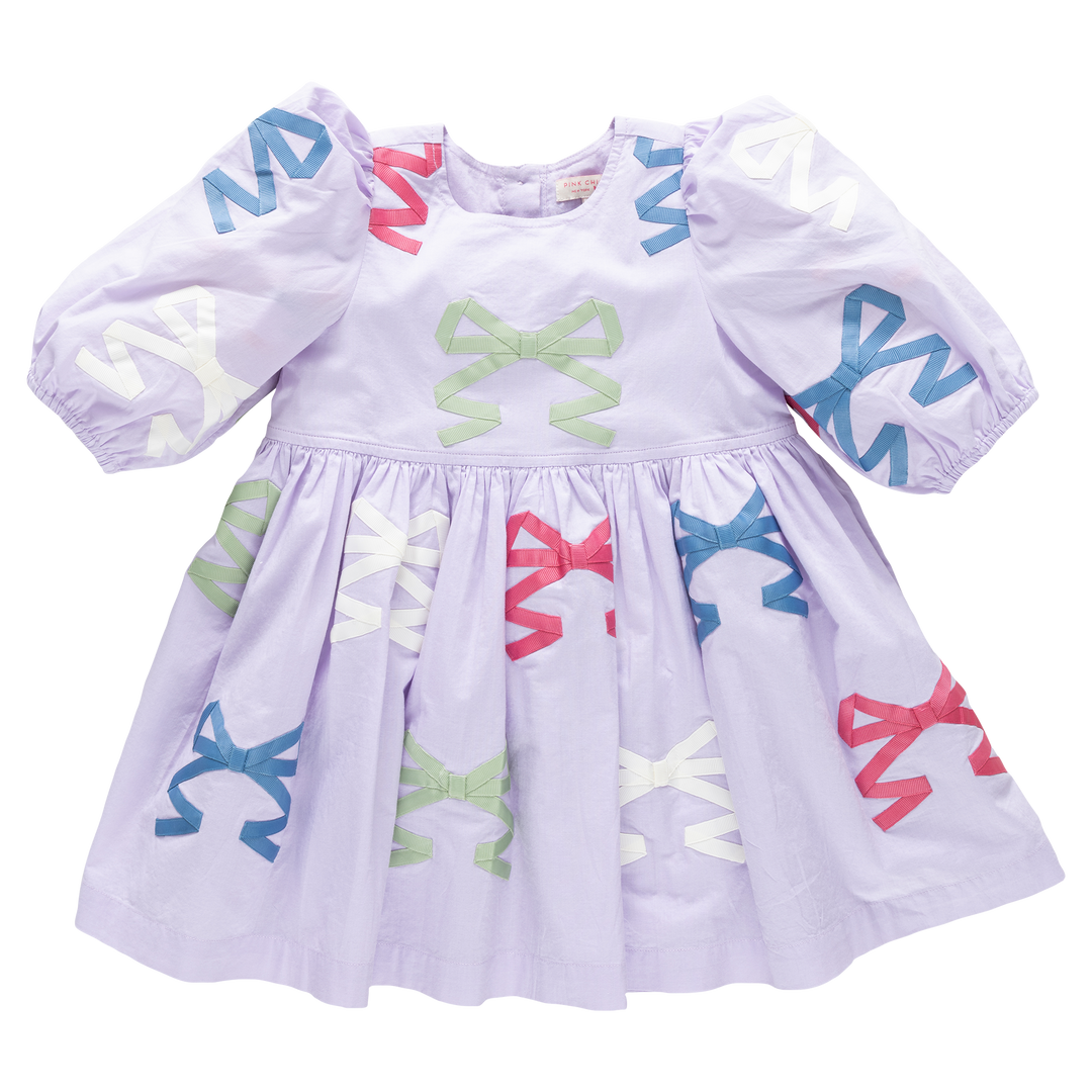 Girls Brooke Dress - Lavender Multi Bow Applique