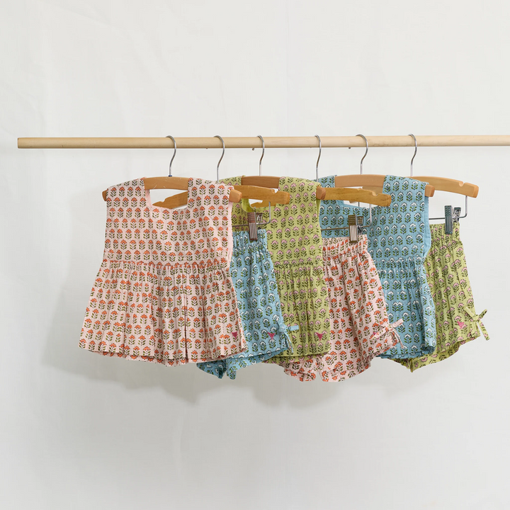 Girls Jules Short - Blue Prairie Block Print