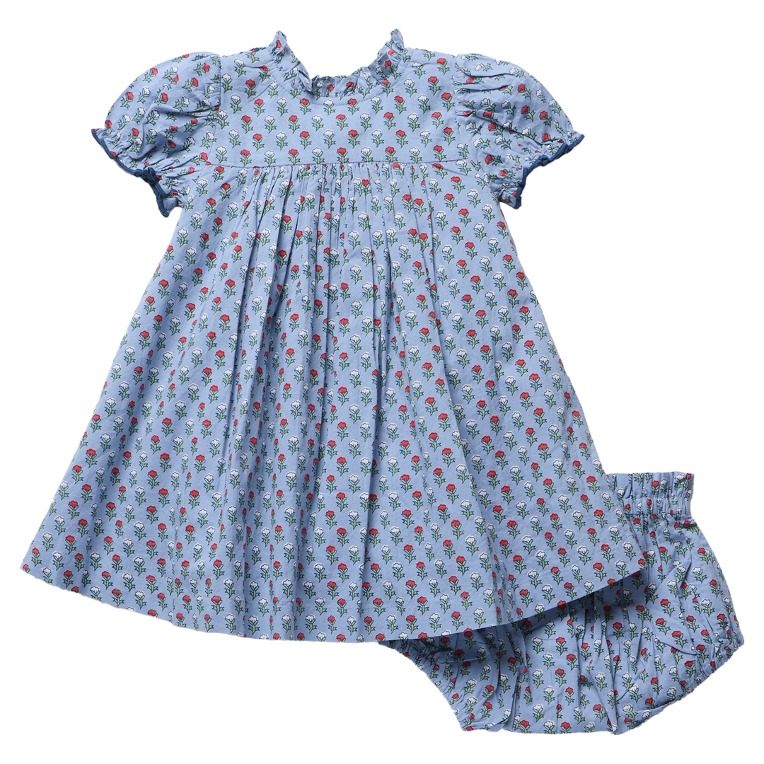 Baby Girls Lucia Dress Set - Light Blue Carnation