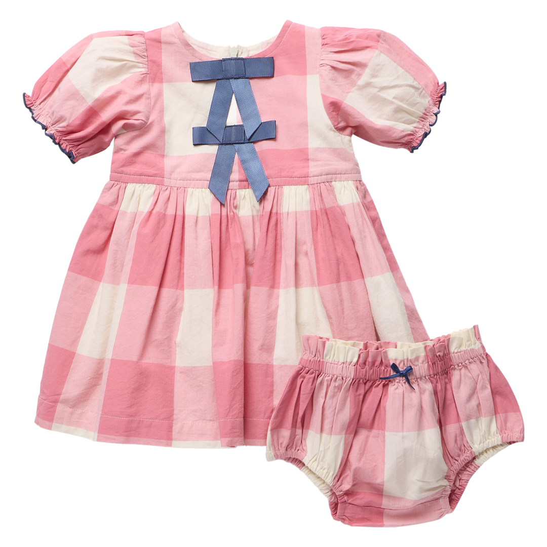 Baby Girls Hermione Dress Set - Pink Check