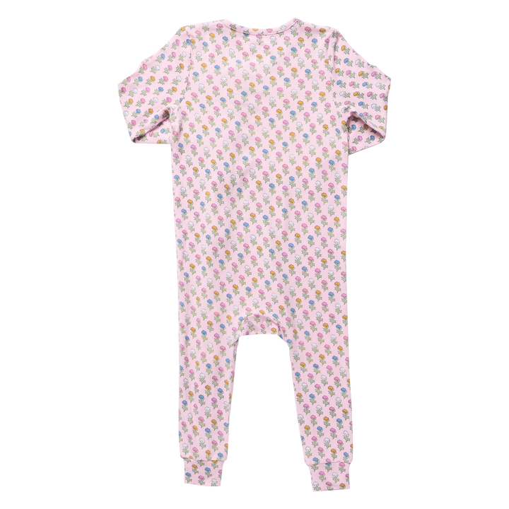 Baby Girls Ruffle Bamboo Romper - Pink Carnations
