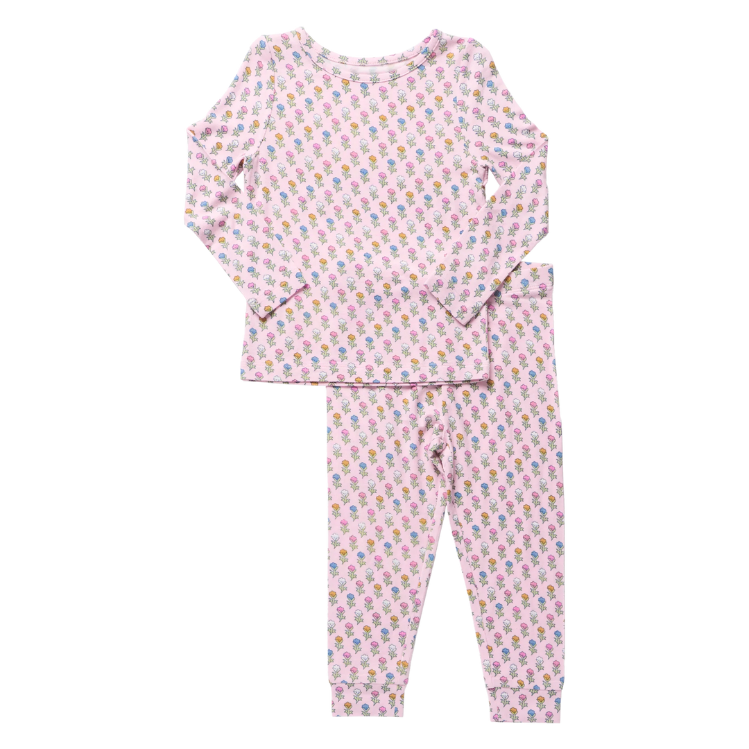 Kids Bamboo PJ Set - Pink Carnations
