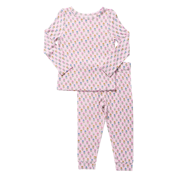 Kids Bamboo PJ Set - Pink Carnations