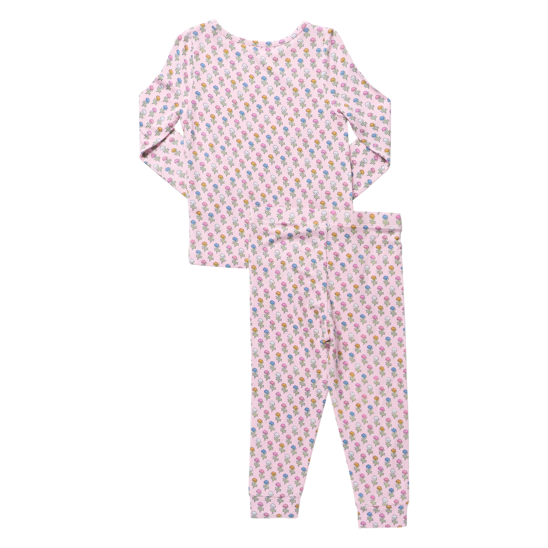Kids Bamboo PJ Set - Pink Carnations