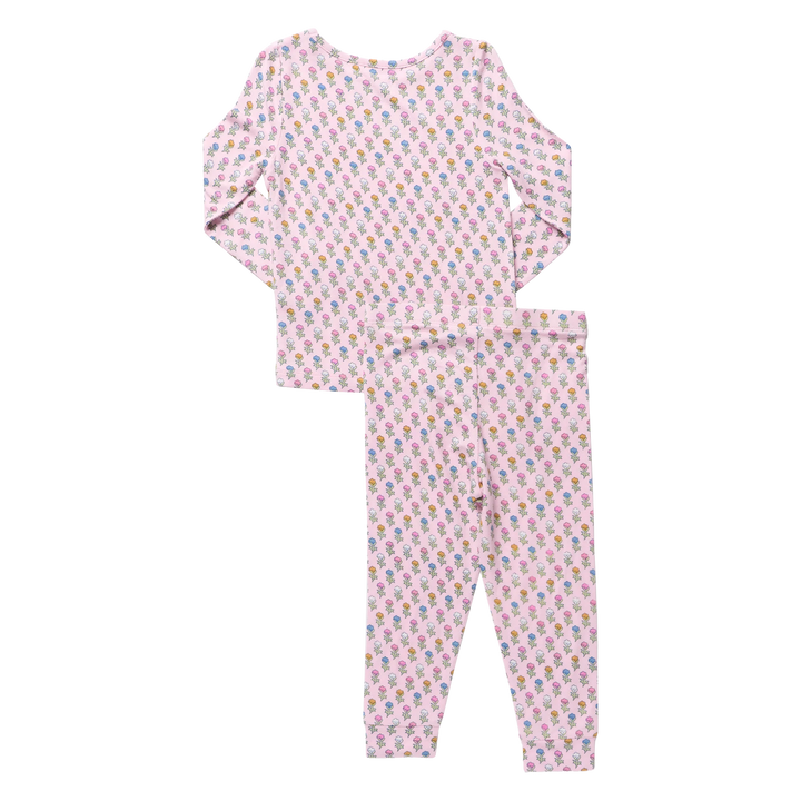 Kids Bamboo PJ Set - Pink Carnations