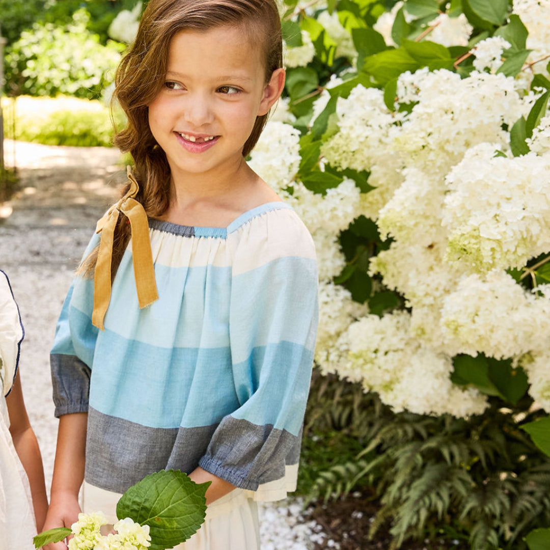 Girls Lexi Top - Ocean Stripe