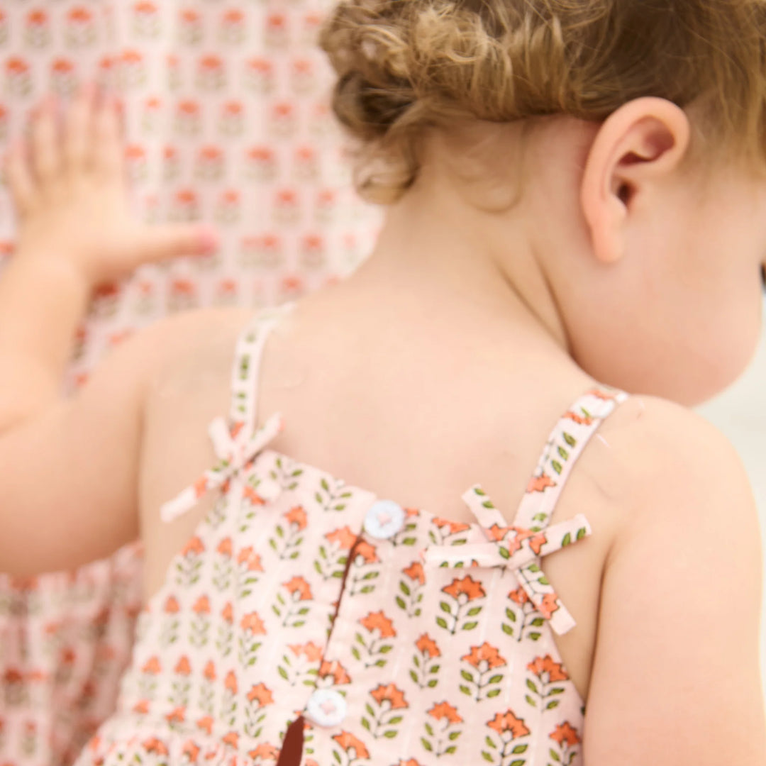 Baby Girls Tia Dress - Pink Prairie Block Print Dress