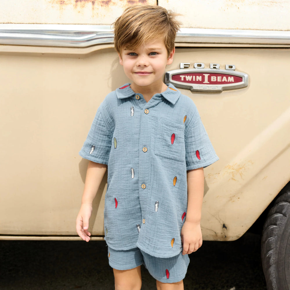 Boys Calvin Shorts - Surfboard Embroidery