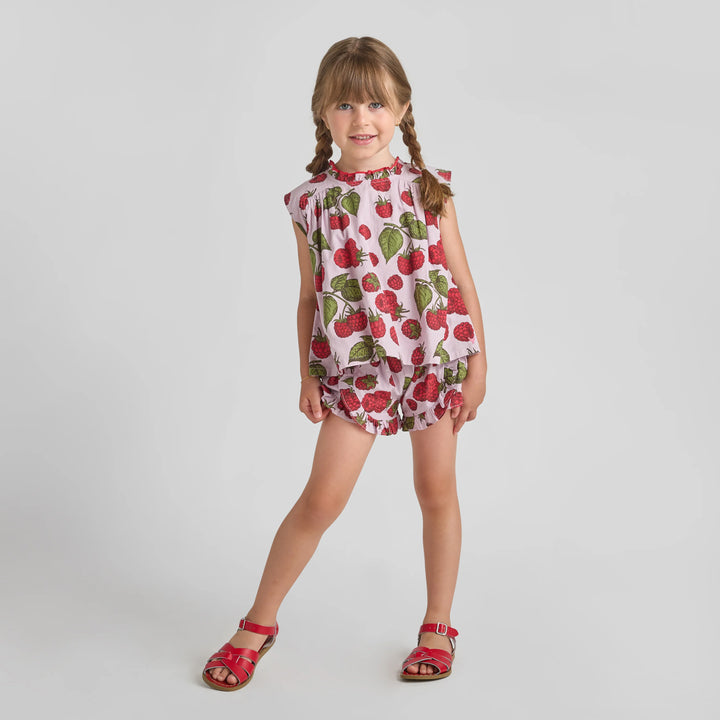 Girls Millie Ruffle Short - Lavender Raspberries