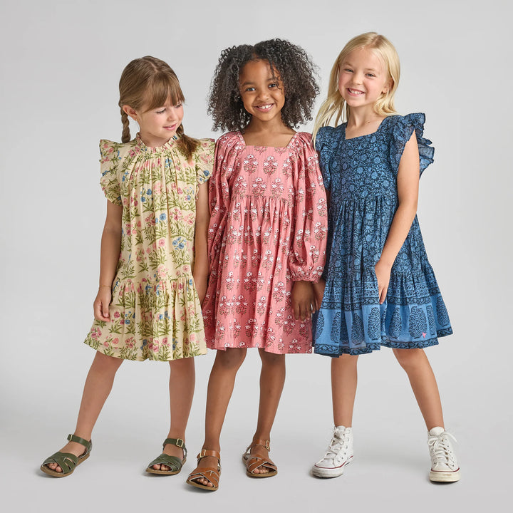 Girls Mary Barrett Dress - Pink Strawflower