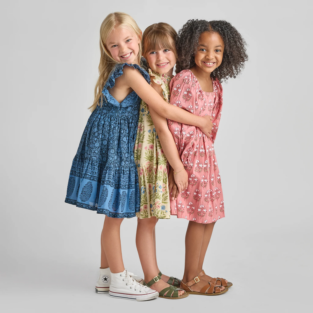 Girls Mary Barrett Dress - Pink Strawflower