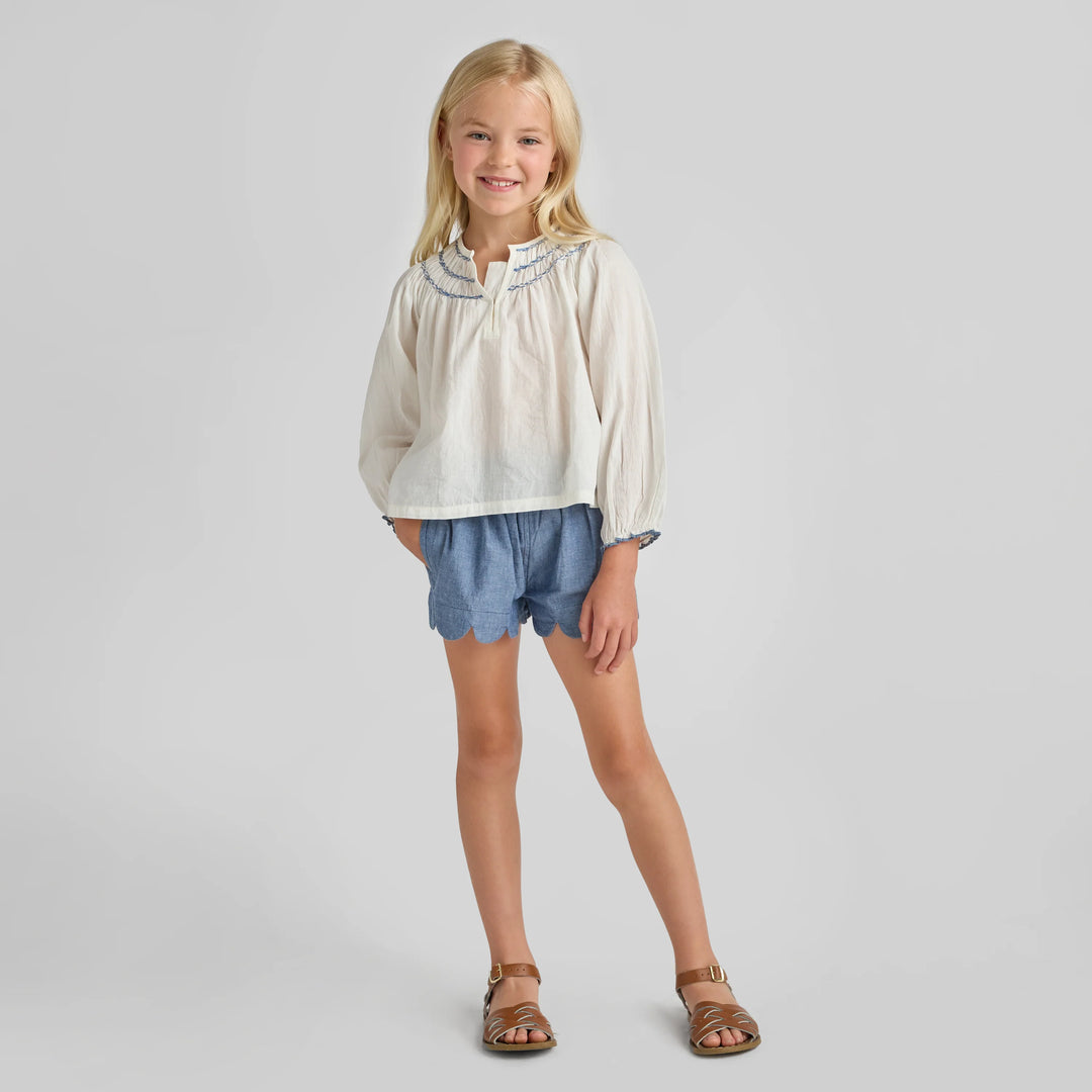 Girls Scallop Short - Chambray