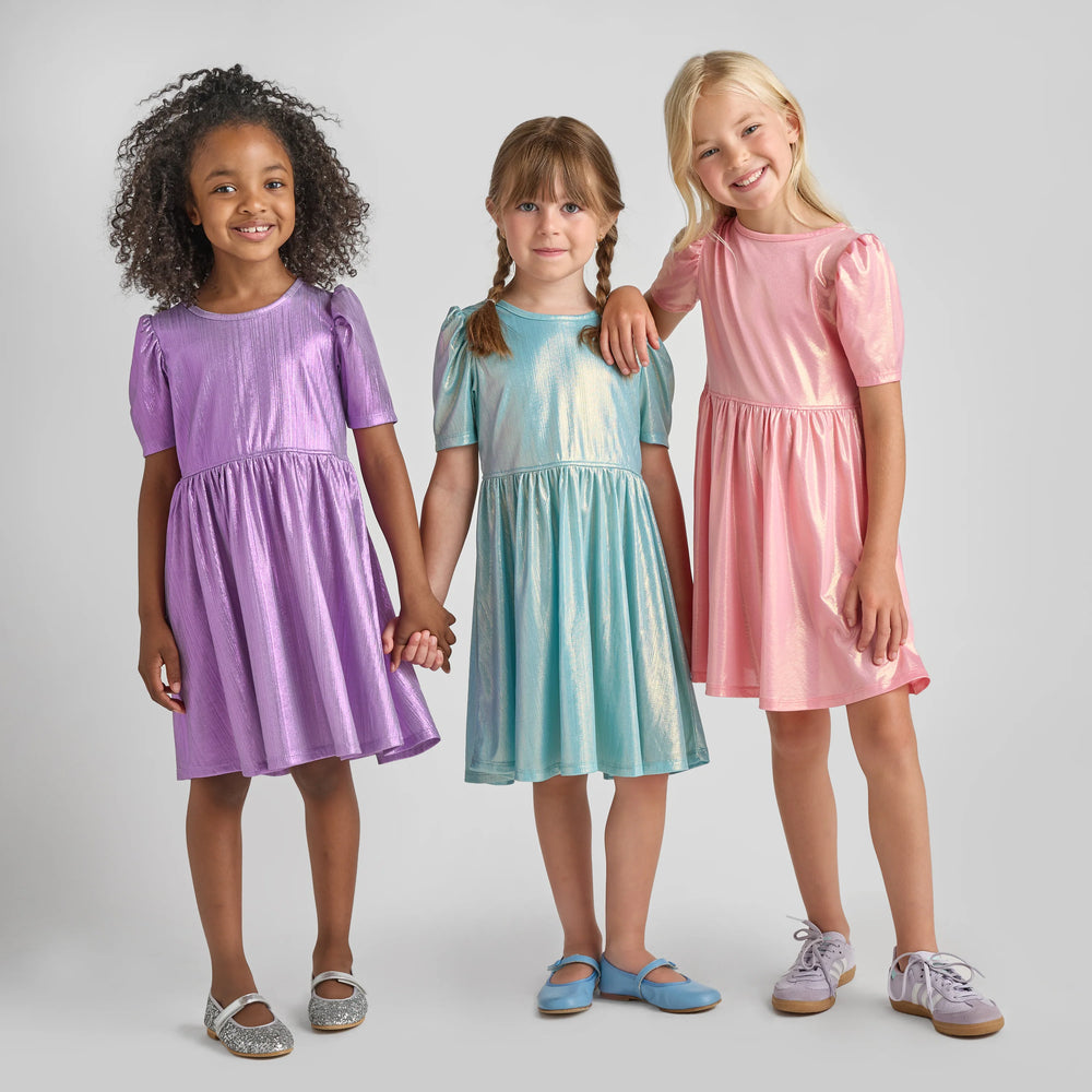 Girls Lame Laurie Dress - Light Pink