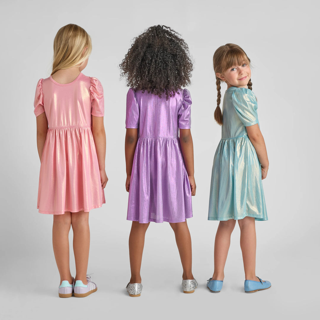 Girls Lame Laurie Dress - Lavender