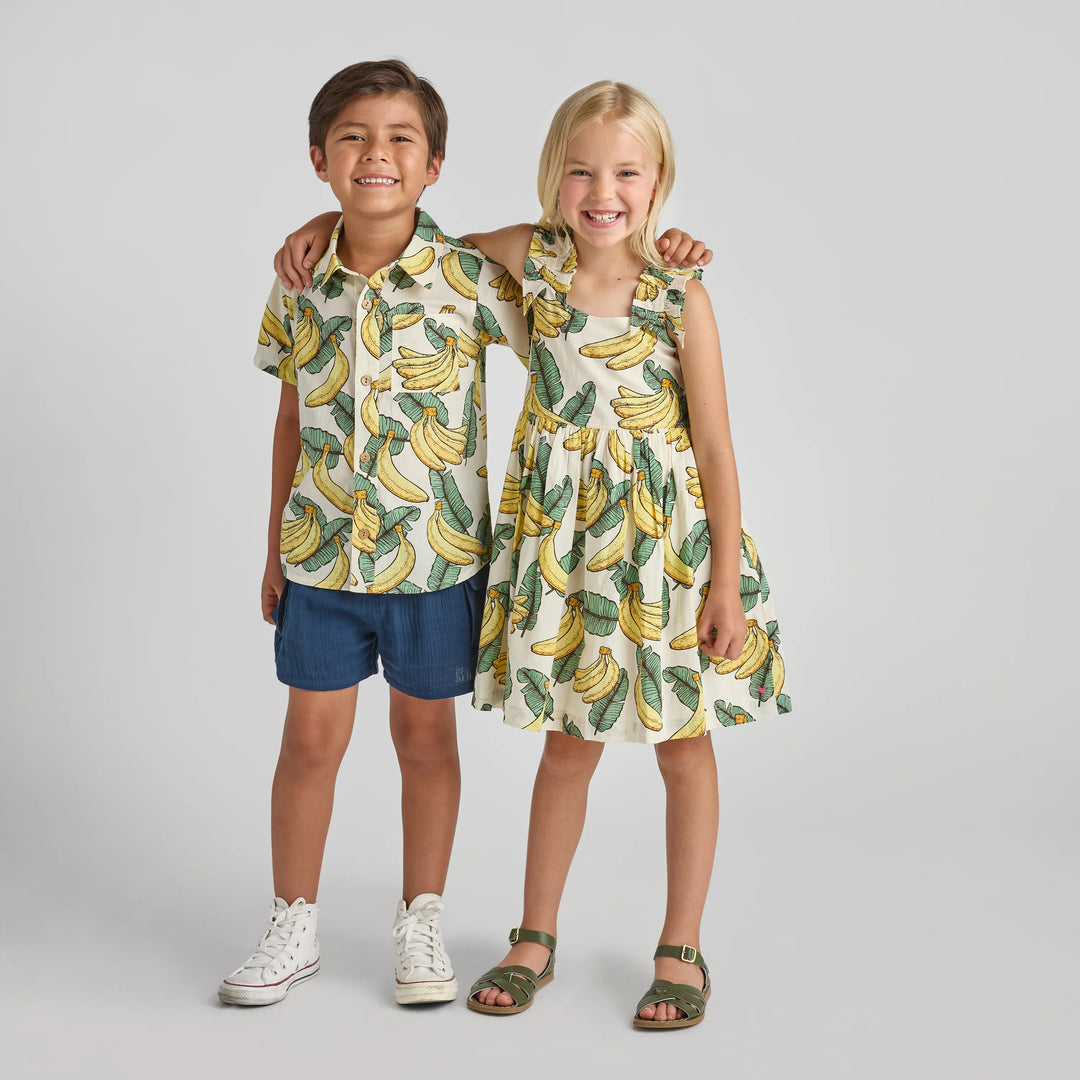 Girls Via Dress - Banana Leaves