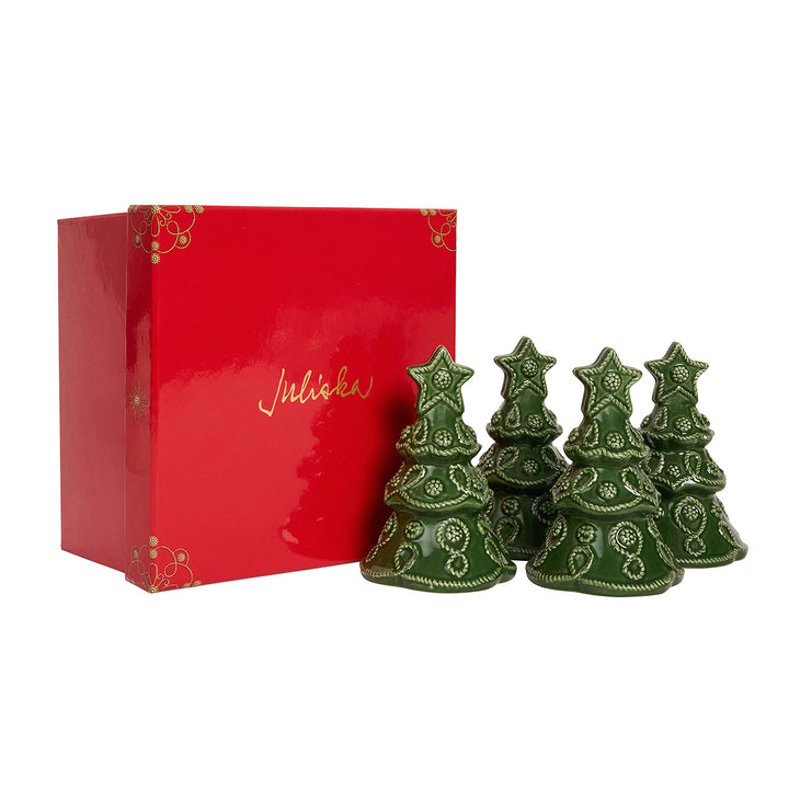 Berry Thread North Pole Tree Place Card Holder Set/4 Basil