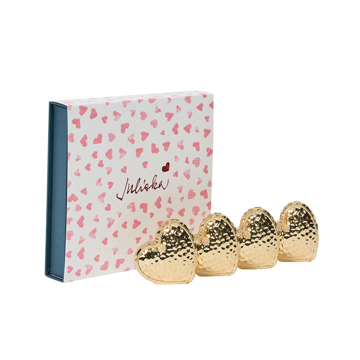 Berry & Thread Heart Place Card Holder Set/4 - Gold