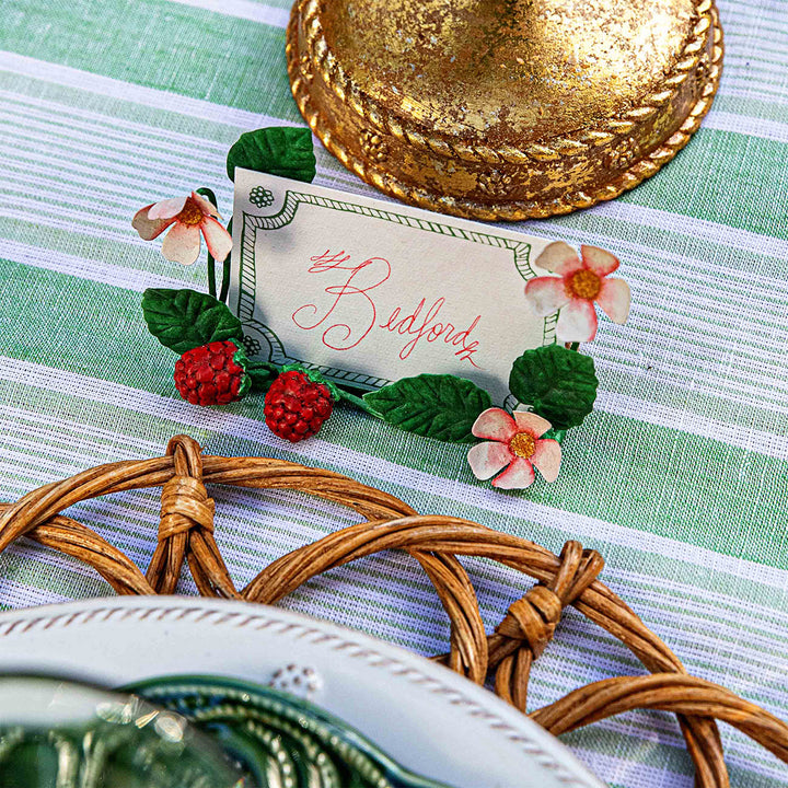 Meadow Walk Raspberries Place Card Holder Set/4 - Multi