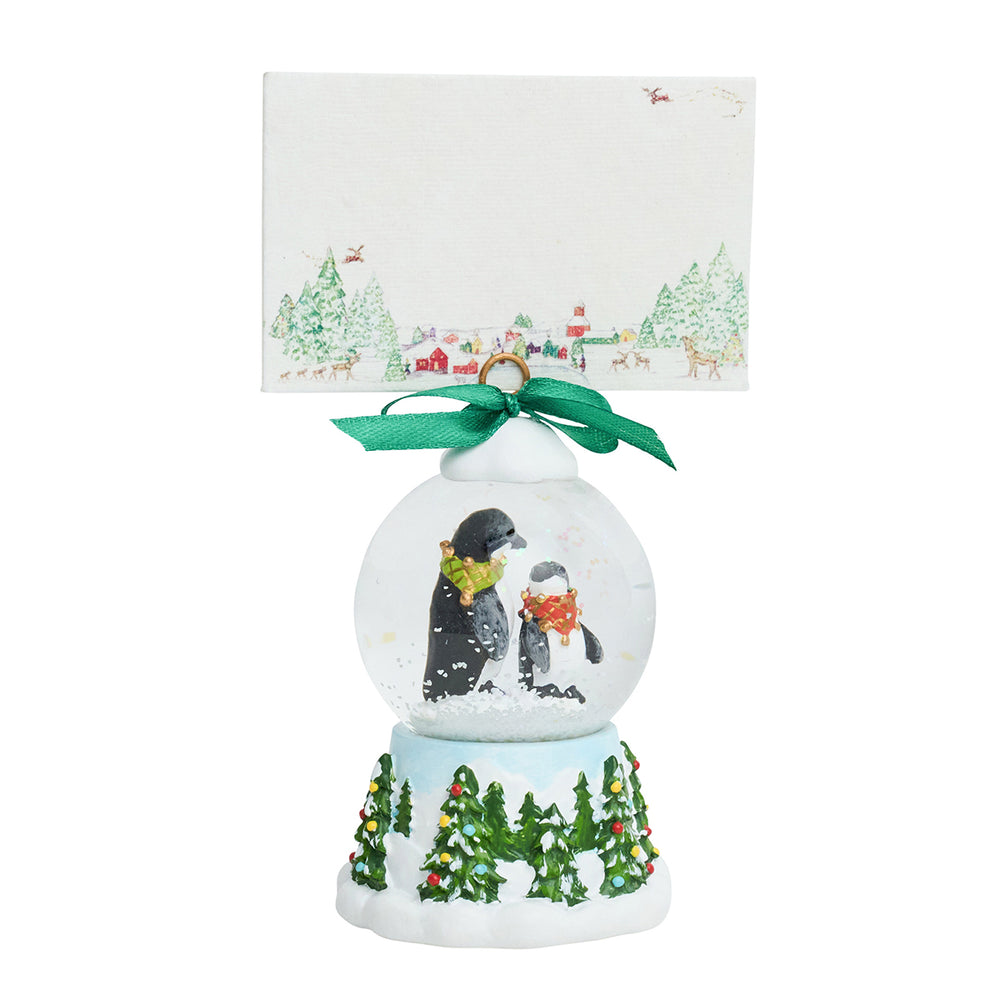 Berry & Thread North Pole Penguin Snow Globe Place Card Holder