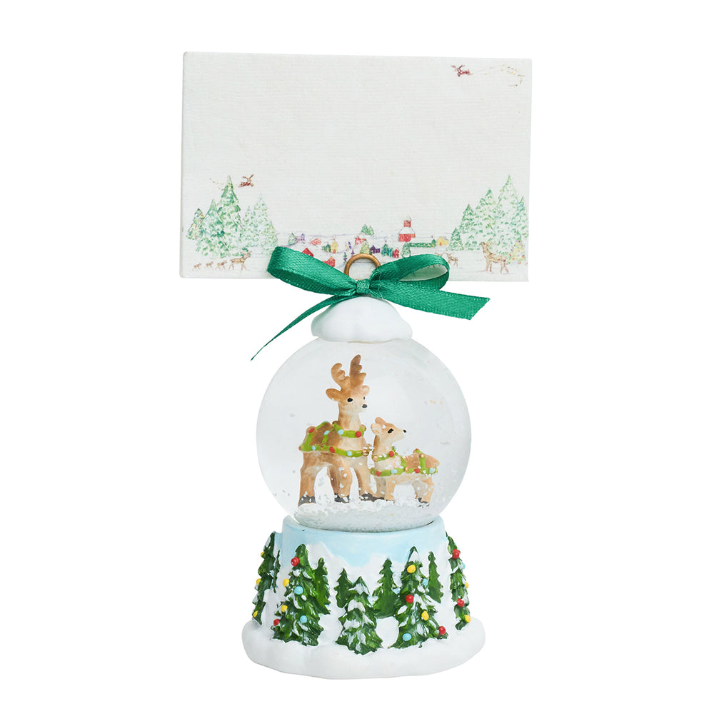 Berry & Thread North Pole Reindeer Snow Globe Place Card Holder