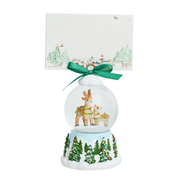 Berry &amp; Thread North Pole Reindeer Snow Globe Place Card Holder