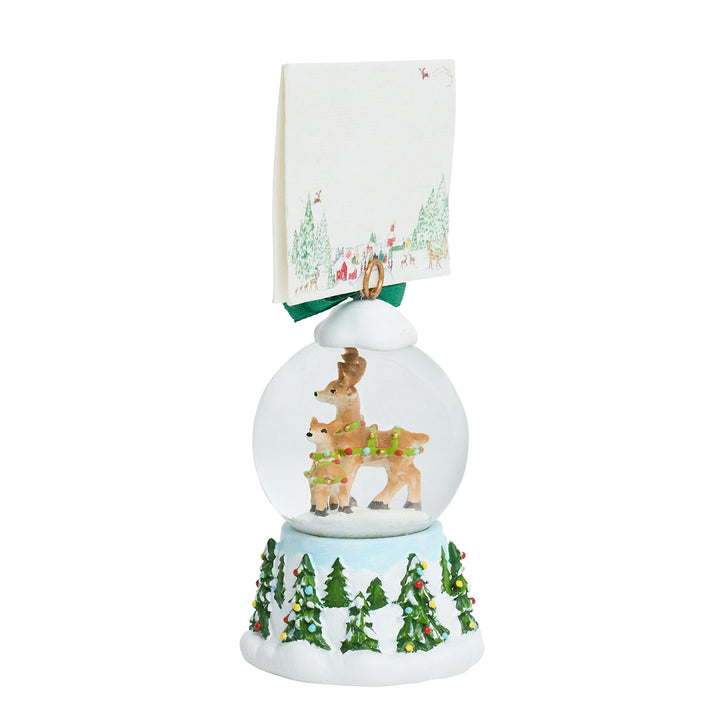 Berry &amp; Thread North Pole Reindeer Snow Globe Place Card Holder