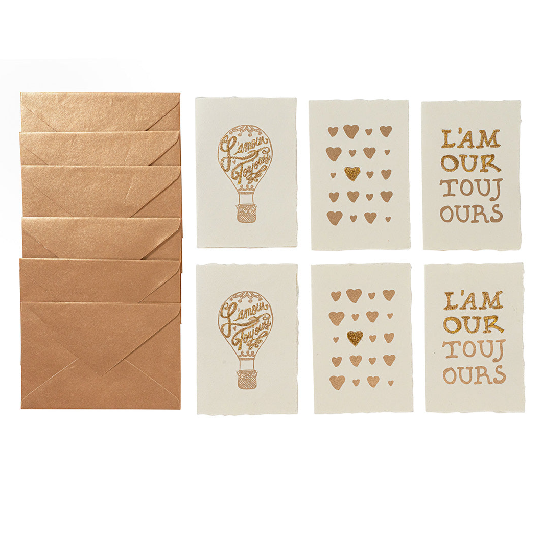 L'Amour Toujours Note Card Assorted Set/6 - Gold