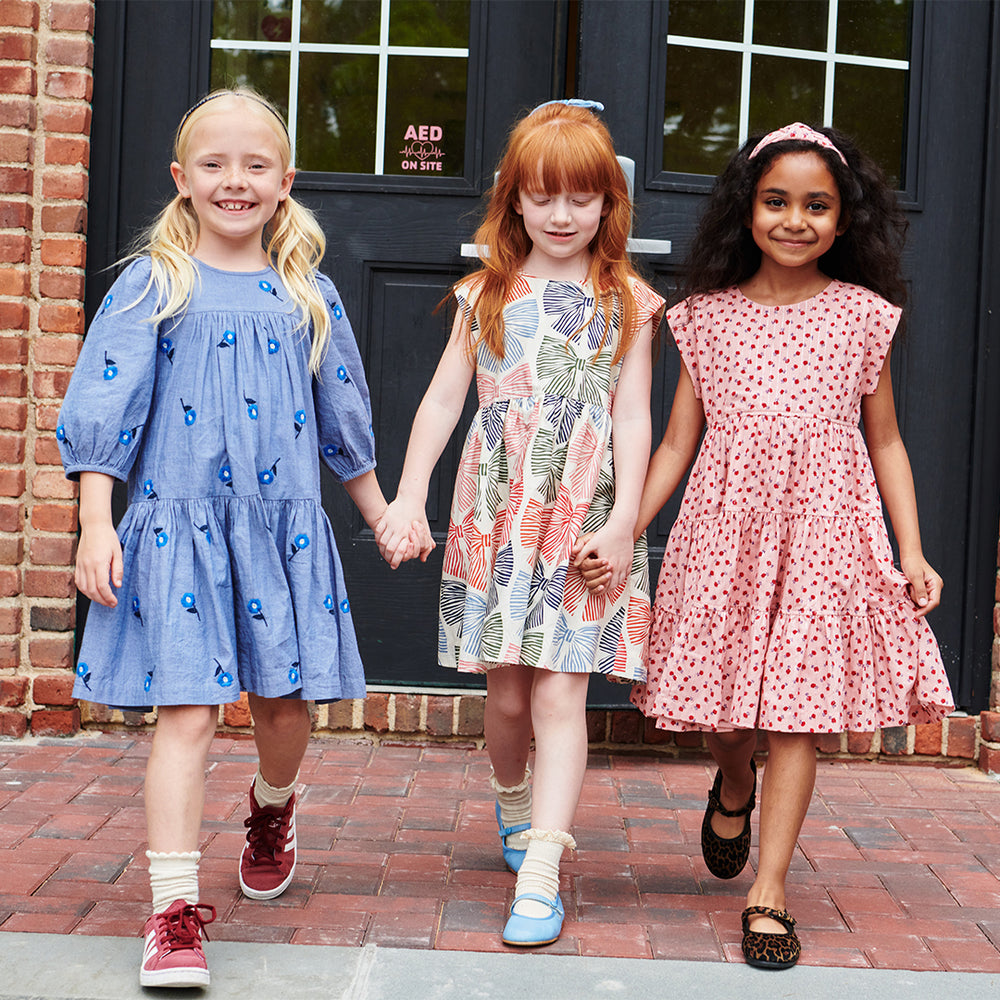 Girls Peachy Dress - Pink Tiny Roses