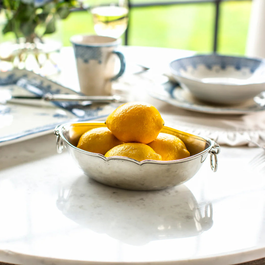 Peltro Oval Bowl with Ring Handles