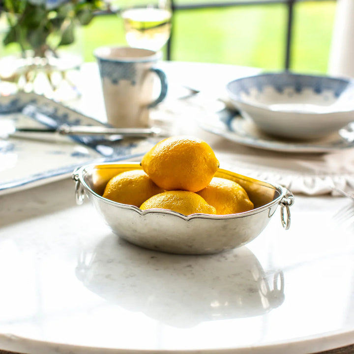 Peltro Oval Bowl with Ring Handles