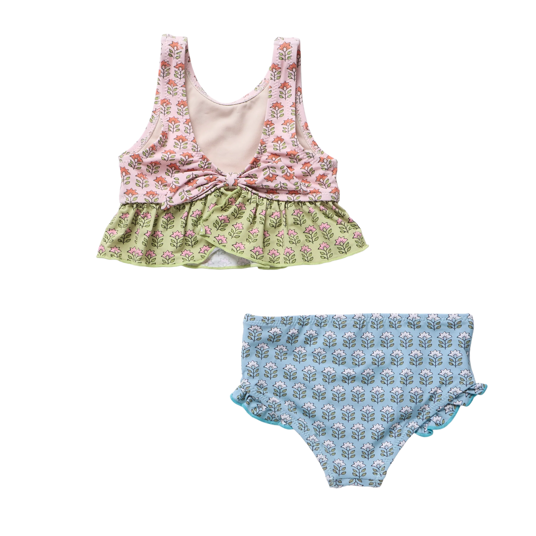 Girls Palmer Tankini - Multi Prairie Block