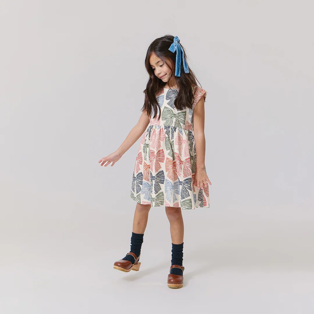 Girls Adaline Dress - Multi Striped Bows