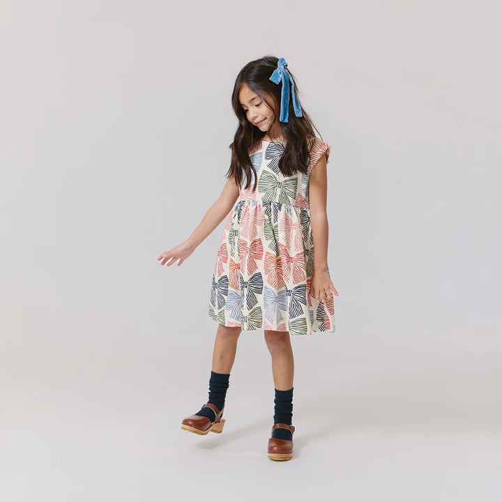Girls Adaline Dress - Multi Striped Bows