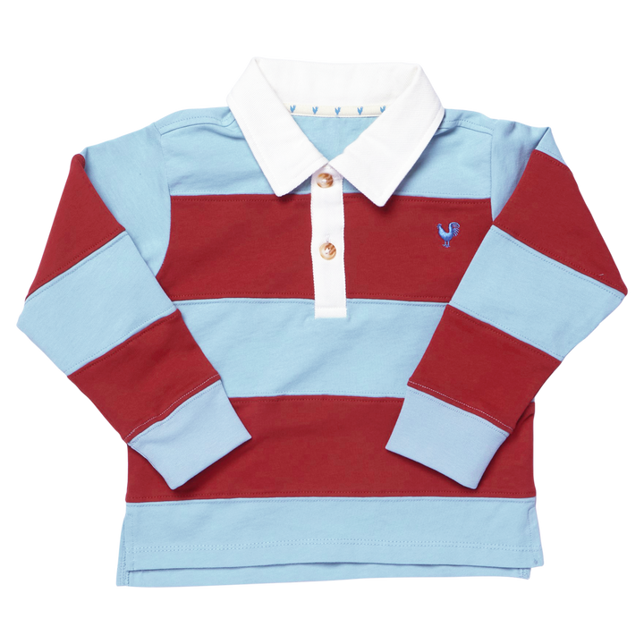 Boys Albert Rugby Shirt - Blue Maroon