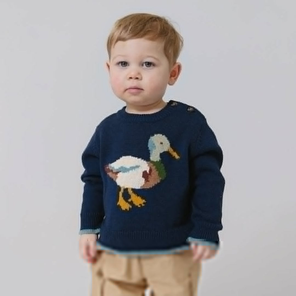 Baby Boys Oliver Sweater - Navy Mallard