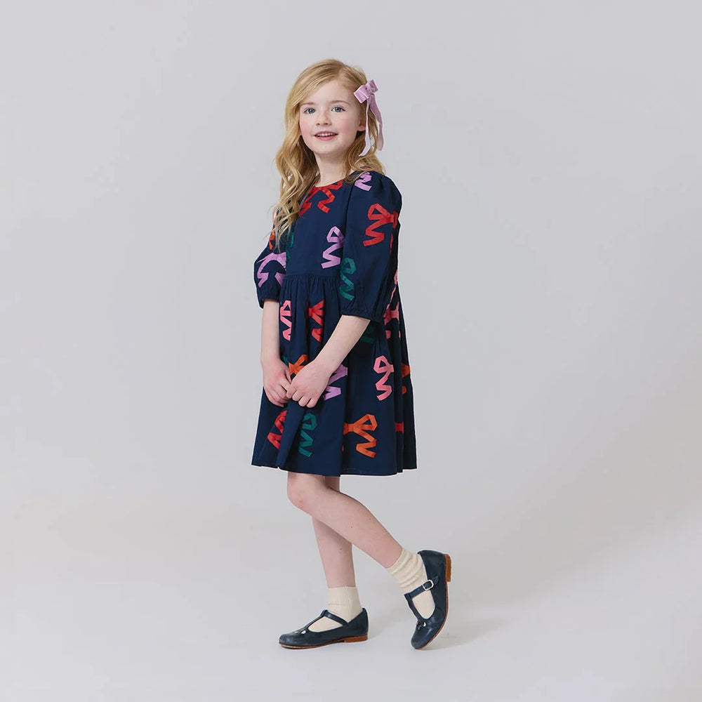 Girls Brooke Dress - Multi Bow Applique