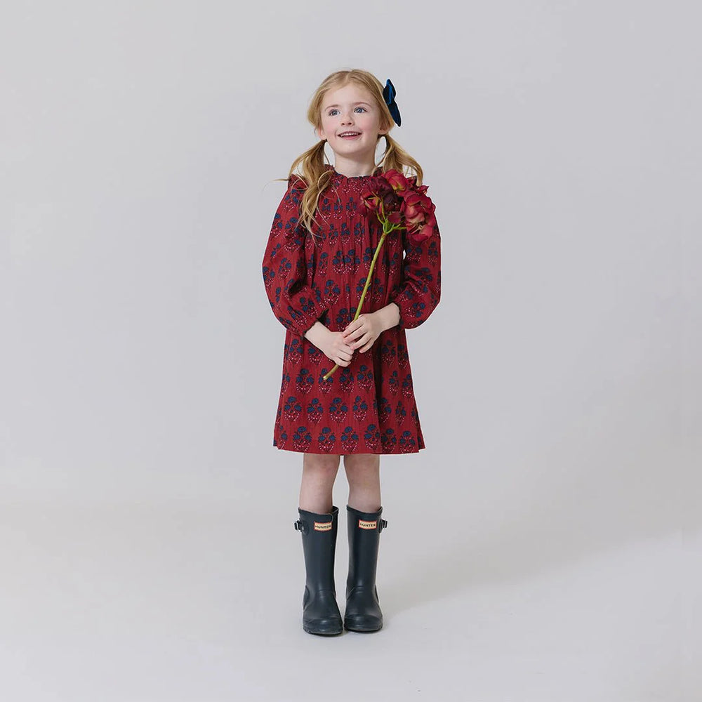 Girls Jaipur Dress - Red Autumn Strawflower
