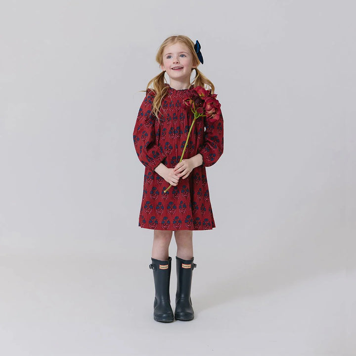 Girls Jaipur Dress - Red Autumn Strawflower