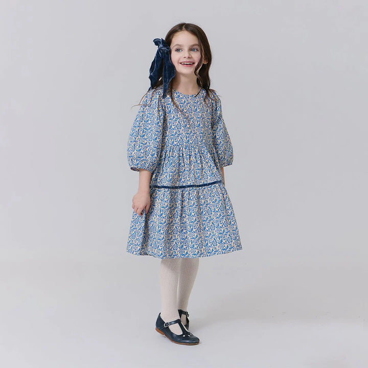 Girls Maribelle Dress - Blue Climbing Floral