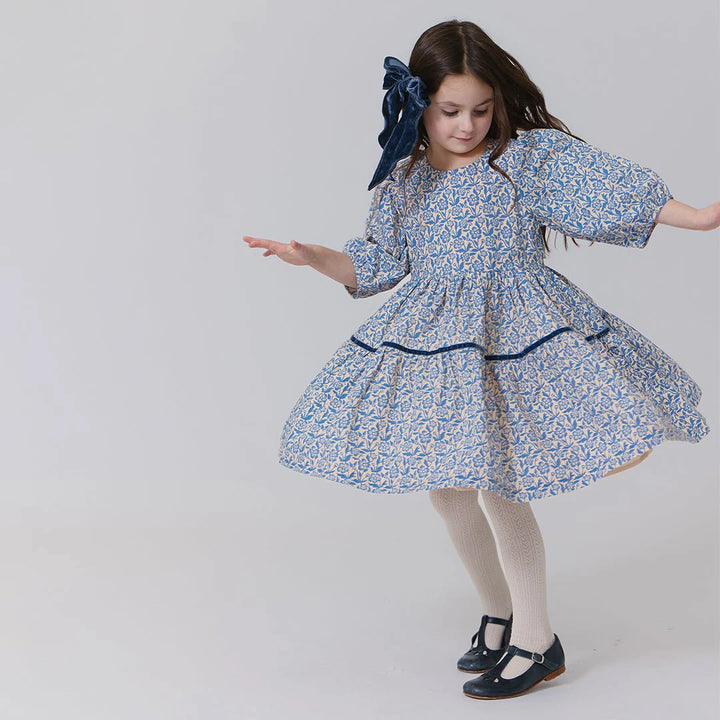 Girls Maribelle Dress - Blue Climbing Floral