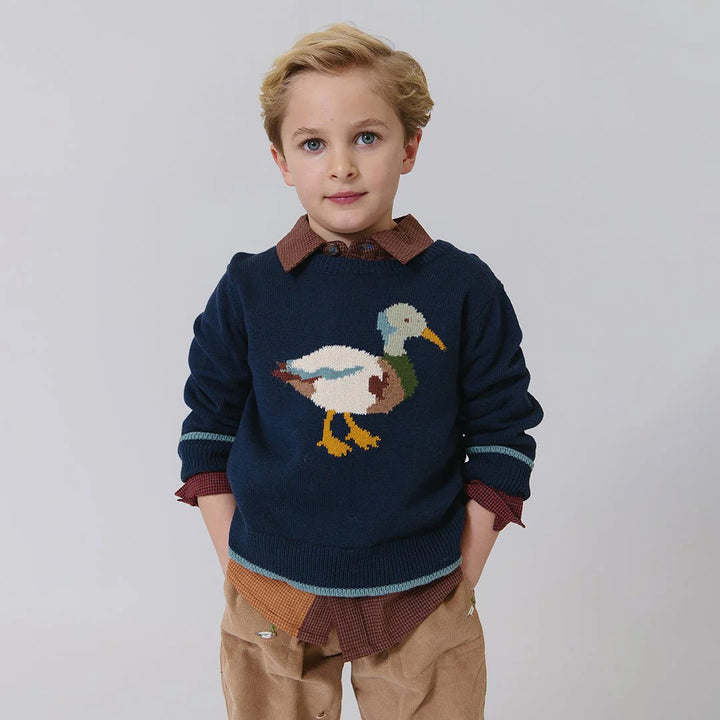 Boys Oliver Sweater - Navy Mallard