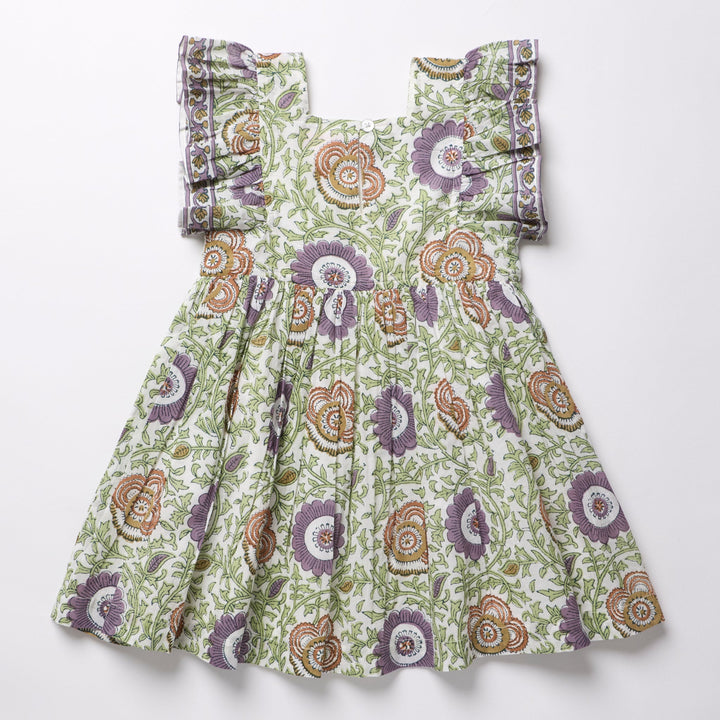 Girls Elsie Dress - Lilac Lisbon Floral