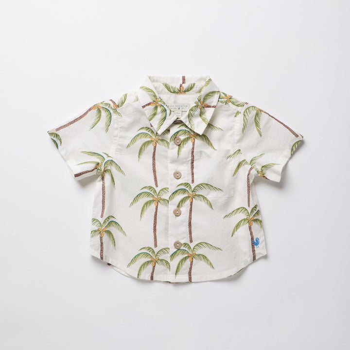 Baby Boys Jack Shirt - Cream Palm Tree