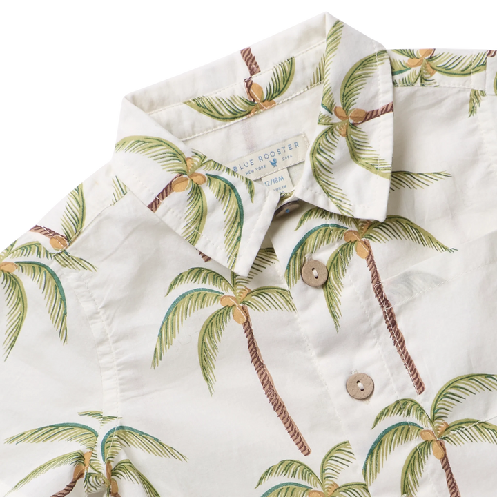 Boys Jack Shirt - Cream Palm Trees