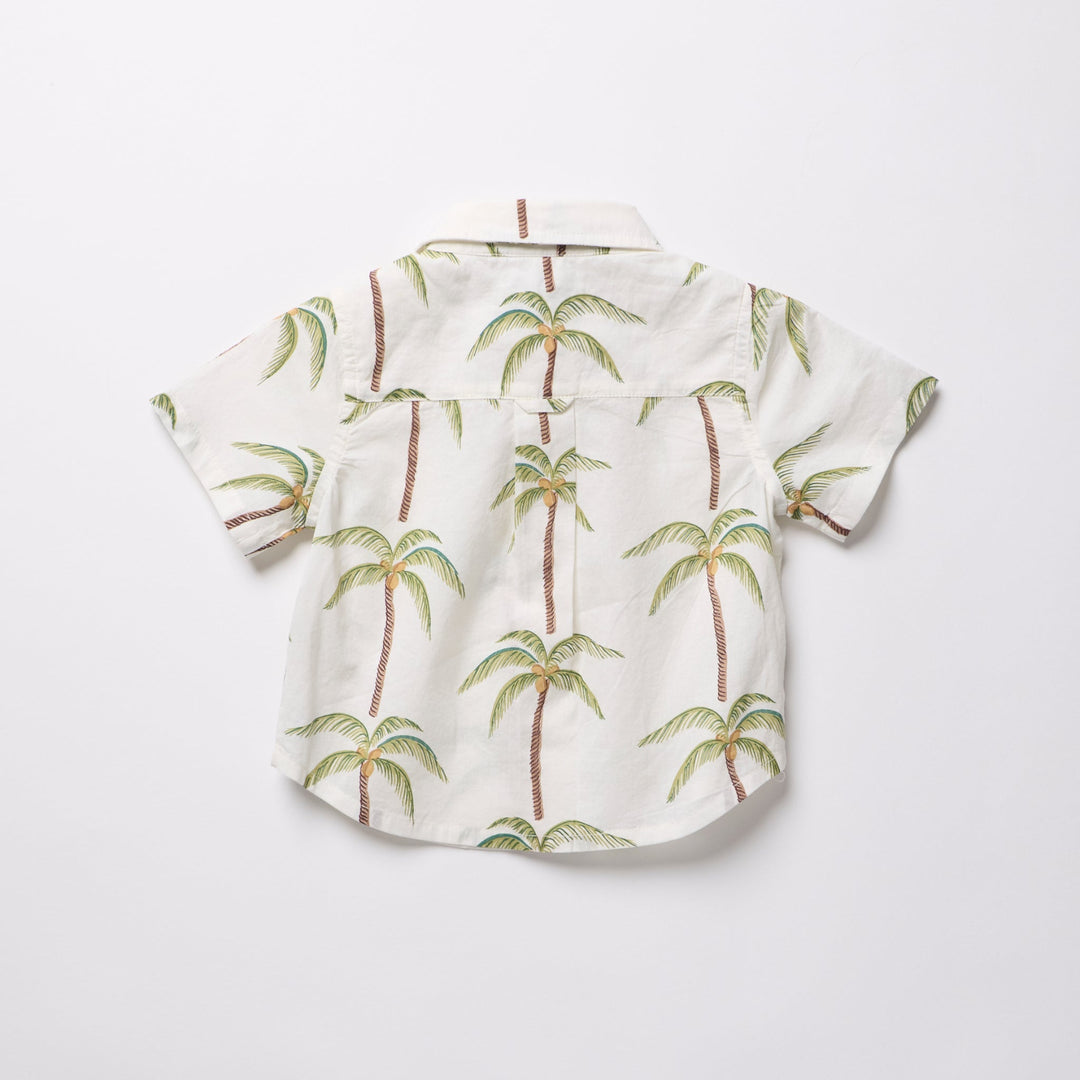 Baby Boys Jack Shirt - Cream Palm Tree