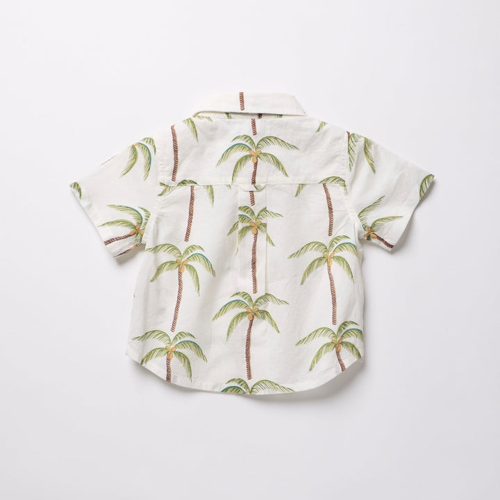 Baby Boys Jack Shirt - Cream Palm Tree