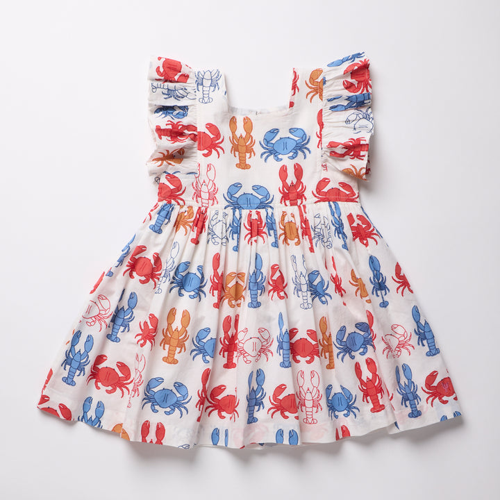 Girls Elsie Dress - Lobsters and Crabs