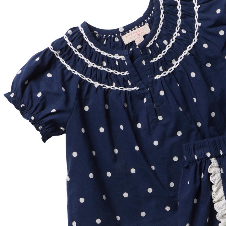Girls Millie 2-PC Set - Navy Dot