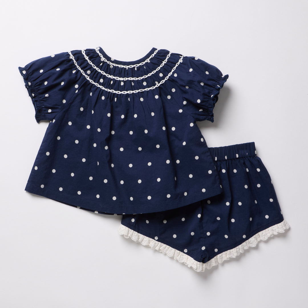 Girls Millie 2-PC Set - Navy Dot