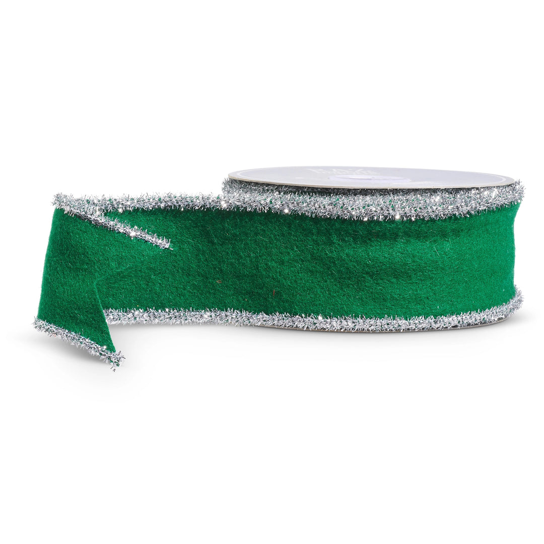 Green Felt Ribbon w/ Tinsel Trim